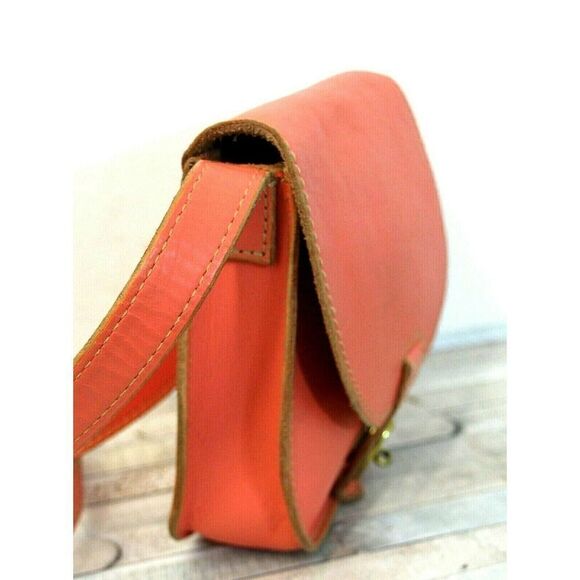 Fossil SALMON PINK GENUINE LEATHER FLAP TURN LOCK CROSSBODY PURSE SHOULDER BAG - Picture 6 of 12